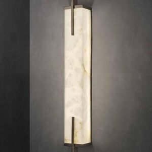 Square milky white natural marble lampshade modern alabaster lighting hotel wall lamp