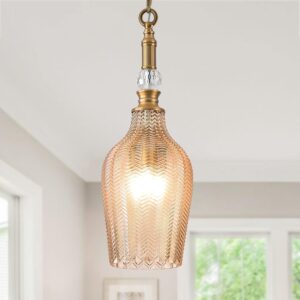 Antique 3 light shade focus chandelier interior room pendant gold lamp